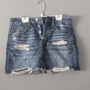 Button fly Denim Mini skirt